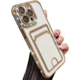 thumbnail image 7 of Compatible with iPhone Case,Glitter Diamond Credit Card Slot Holder Wallet Bling Sparkle Camera Lens Protection Clear Soft Shockproof Cover Phone Case (Pink,iPhone 14), 7 of 7