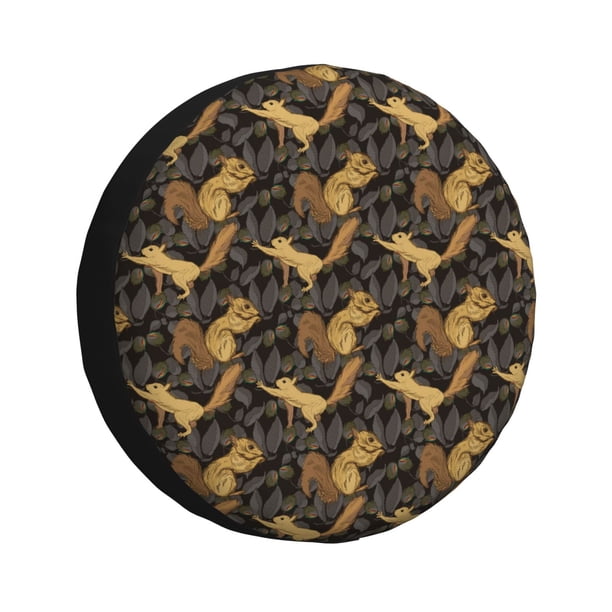 Fotbe Squirrel Gathering Nuts Funda de Llanta de Repuesto con Estampado, Engrosada, Ajuste Universal para Jeep, Remolque, RV, SUV, Camión-16 inch