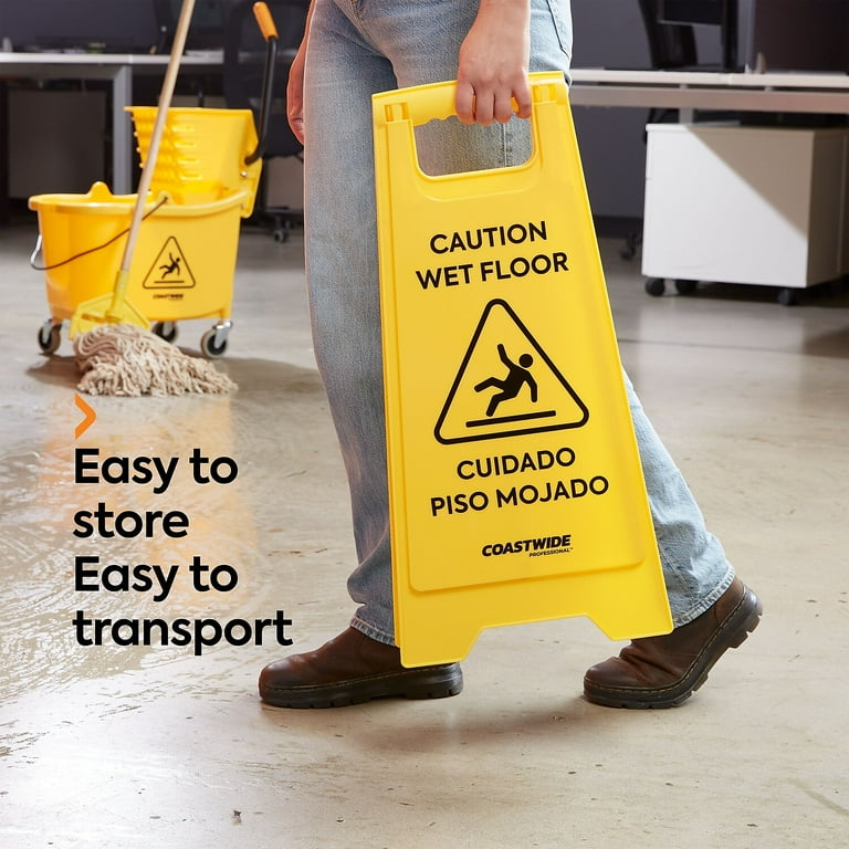 Multilingual Caution Floor Sign, Yellow, 12 x 1.2 x 25 Multilingual Caution Floor Sign, Yellow, 12 x 1.2 x 25