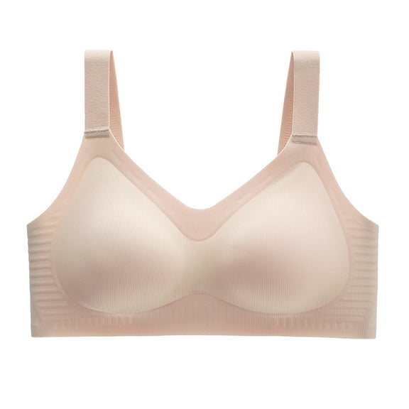 Lovskoo 2024 Womens Plus Bra Seamless Pack 3PC Ice Comfortable Bra Wireless Bra Full Figure Bra Push Up Bra V Neck Bra Pink