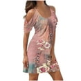 thumbnail image 2 of Fankiway Robes d'Été pour Femmes Imprimé Manches Courtes Épaules Dénudées Col Rond Robes d'Été pour Femmes Robes pour Femmes Grande Taille Liquidation, 2 of 5