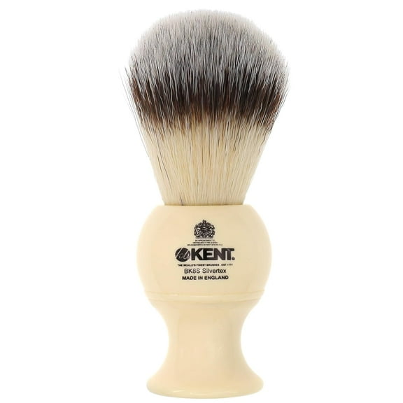 Kent BK8S Shaving Brush with Ultra-Soft Silvertext Synthetic Bristles and Faux Ivory Resin Handle to use with Shave Cream or Soap for a Perfect Lather. Luxury Shaving Since 1777, Made in England