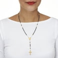 thumbnail image 3 of Yellow Gold Ion-Plated Stainless Steel Crystal Beaded Rosary Necklace 21-inch, 3 of 4