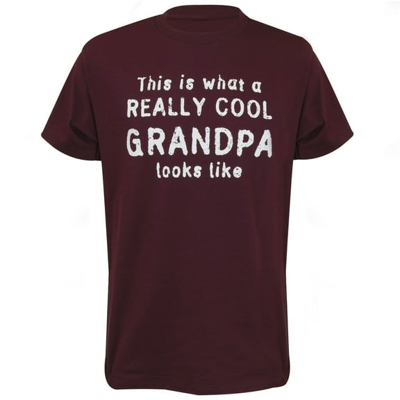 Men's Cool Grandpa Novelty Short Sleeve T-Shirt in Maroon, 2XL