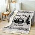 thumbnail image 2 of Kids Camping Themed Blanket Farmhouse Style Throw Blanket for Boys Girls Boho Farmhouse Bedroom Fleece Blanket,Happy Camping Fuzzy Blanket Camper Sherpa Blanket for Travel Trailer 50"X60", 2 of 5