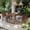 Brown,Gray, variant on Harper & Bright Designs Farmhouse Outdoor Patio Dining Set for 4, All Weather 5 Pieces Acacia Wood Dining Table Set with 4 Chairs and Cushion for Garden Deck, Beige,Natural