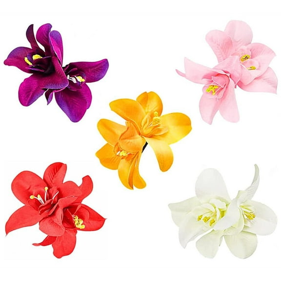LQQBOX 5Pcs Artificial Flower Hair Clip Hawaiian Hibiscus Plumeria Hairpin Orchid Flower Headdress Pins Headwear for Woman Girl Lady