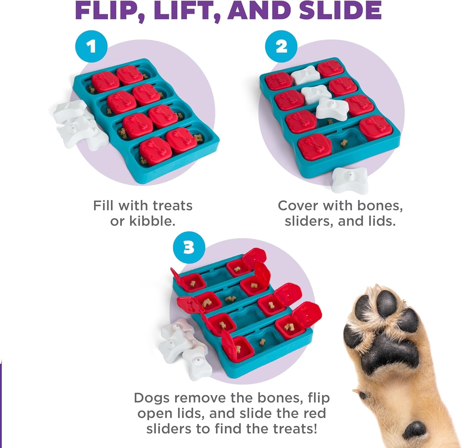 by Nina Ottosson Dog Brick – Interactive Treat Puzzle Enrichment Toy, Level2 Intermediate