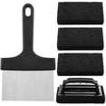 thumbnail image 1 of Kit de limpieza de plancha premium de 5 piezas, práctico raspador de alimentos de acero inoxidable combinado con 4 estropajos abrasivos antigrasa, el mejor juego de herramientas de limpieza para uso, 1 of 7
