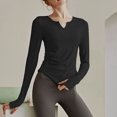thumbnail image 2 of Camisetas de manga larga para mujer, para entrenamiento, ajustadas, elegantes, con temperamento, para tiempo libre, sencillas, lisas, para otoño, combinables, a la moda, con estilo y suaves., 2 of 5