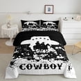 thumbnail image 2 of jejeloiu Southwestern Cowboys Bedding Comforter Set,Vintage Splashing Ink Artwork Twin Comforter Sets,White Black Bedding Set For Boys Teens,Ultra Soft Home Decor Reversible,2pcs, 2 of 8