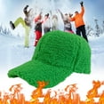 thumbnail image 2 of PMVFHDE Women's Brushed Lined Baseball Cap Warm Winter Knit Hat with Brim Outdoor Casual Adjustable Hat Green, 2 of 4