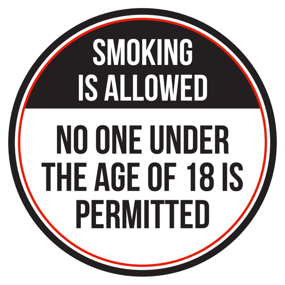 Smoking Is Allowed No One Under The Age Of 18 Is Permitted Red Black  smoking-is-allowed-no-one-under-the-age-of-18-is-permitted-red-black
