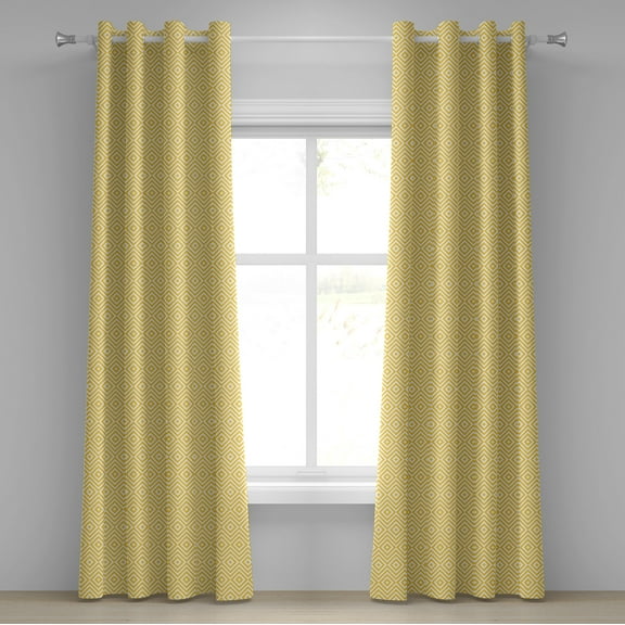Ambesonne Geometric Grommet Curtain, Triangle Square Shape, 50" x 108", Marigold and White