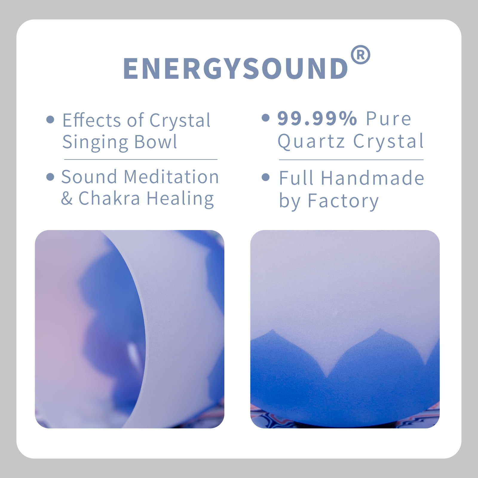 Buy 432Hz G Throat Chakra Frosted Quartz Crystal Singing Bowl 10 Lotus