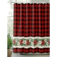 thumbnail image 2 of Christmas Poinsettia Shower Curtain Set, Waterproof Shower Curtains for Bathroom, Red Plaid Xmas Botanical Washable Fabric Cloth Bath Curtain for Bathtub Decoration with Hooks 66x72 Inches, 2 of 6