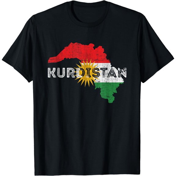 Kurdish Map and Flag Souvenir - Distressed Kurdistan T-Shirt