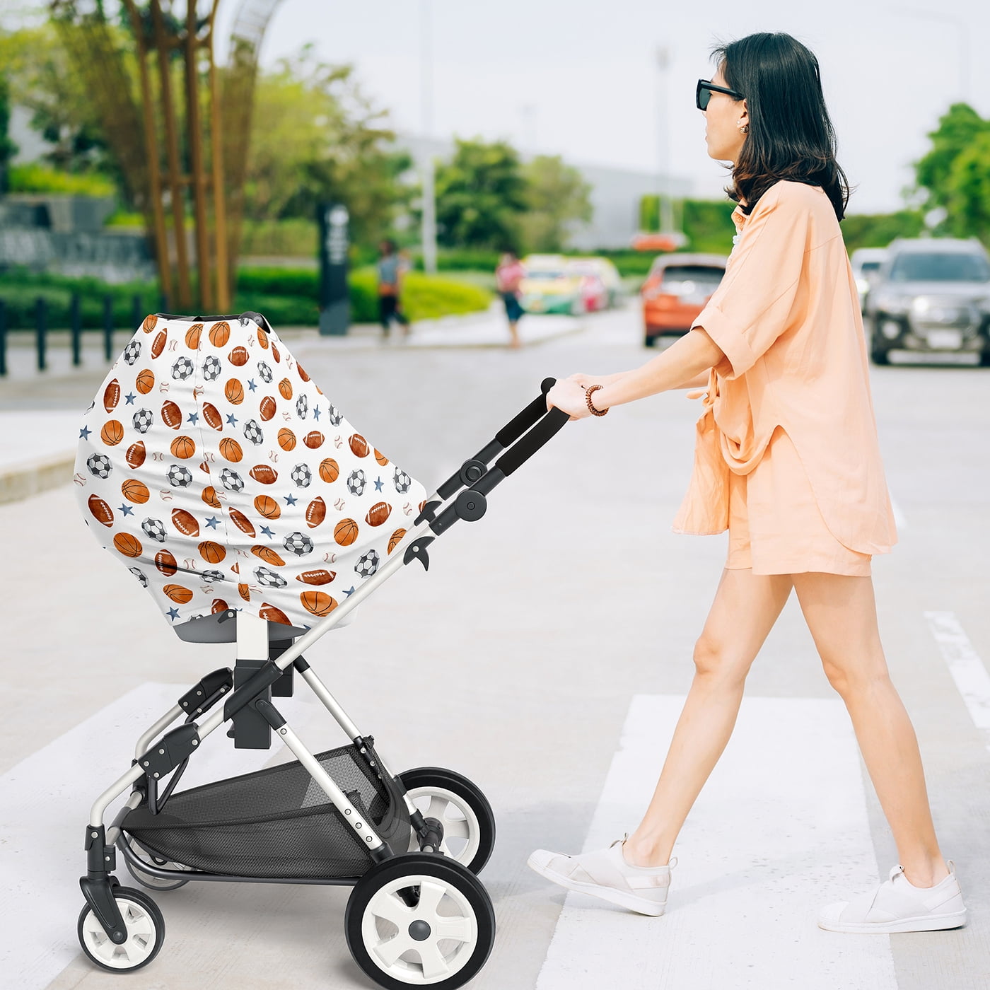 Sweet Jojo Designs Watercolor Sports Theme Boy Multi Use Baby Car Seat and Nursing Cover