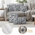 thumbnail image 6 of Beige Flower Pattern Outdoor Waterproof Pillow Covers, Retro Country Tie-dye Floral Abstract Blue Decorative Square Throw Pillowcase Sofa Cushion Sham for Patio/Couch/Chair, 26"x26" 2 Pack, 6 of 8