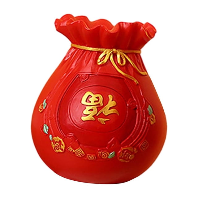 Feng Shui-bolsa de dinero, estatuilla artística, adorno artesanal, florero de resina, bolsa de la , estatua, maceta para armario de año Nuevo, , Rojo