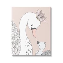 Stupell Industries Mother & Baby Swan Flower Crowns Princess Animals Graphic Art Gallery Wrapped Canvas Print Wall Art, Design by Sweet Melody Designs