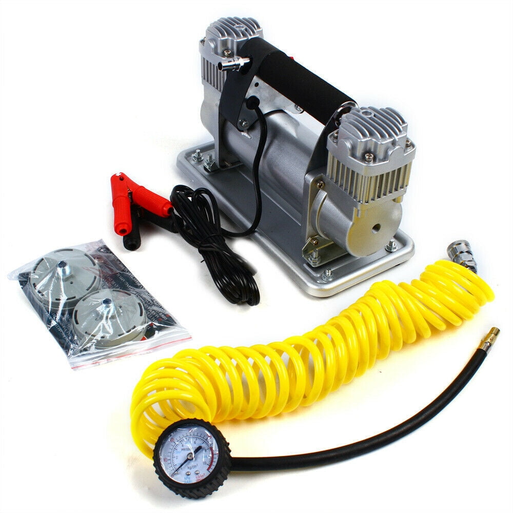 480W Heavy Duty Metal Double Cylinder Pump Portable Air Compressor Auto Tire Inflator 12V Tire Pump