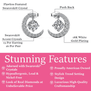 Cate & Chloe Luna April Birthstone 18k White Gold Plated Women Stud Earrings, Swarovski Crystals