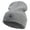 Heather Charcoal, variant on The Cardinal Direction Embroidered 12 Inch Long Knitted Beanie - White OSFM