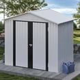 thumbnail image 2 of Uforic 6 Ft x 4 Ft Outdoor Tool Shed with Air Vents & Lockable Doors for Bikes & Tools, White, 2 of 6