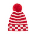thumbnail image 3 of Gorro tejido con bolas de piel para mujer Gorro cálido a rayas de otoño e invierno (rojo), 3 of 3