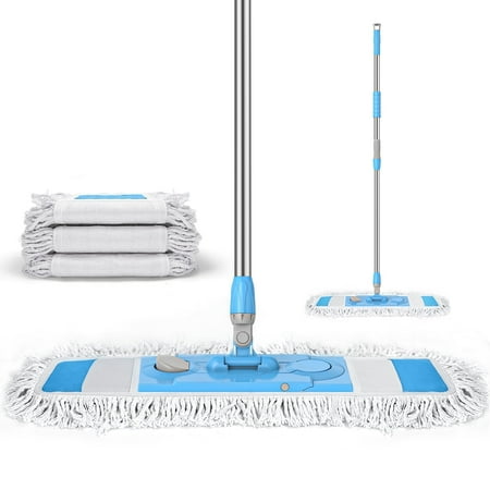 Microfiber Floor Mop for Dry and Wet Floor Cleaning  Dust Mops for Floors with 3 Washable Mop Pads Cloth  Multifunctional Flat Mop with Adjustable Handle for Hardwood  Marble  Tile Floor Mopping