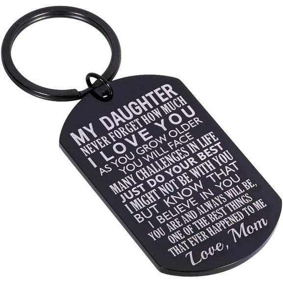 Daughter Gift from Mom Inspirational Keychain Gifts for Adult Teen Girl Women Birthday Valentines Day Mother's Day Graduation Gift to Daughter from mummy Mother in Law Stepmom i Love You