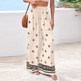 thumbnail image 2 of Women Plus Size Pants Wide Leg Palazzo 2026 Summer Boho Trousers Spring Flowy Beach Vacation Wear, #02 Beige, S, 2 of 6