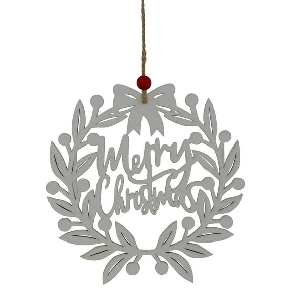 Northlight 8" White "Merry Christmas" Wreath Cutout Hanging Ornament