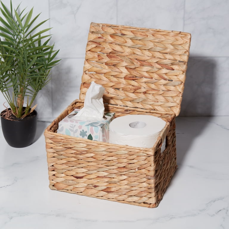 Medium Hyacinth Storage Basket With Lid, Honey photo 7