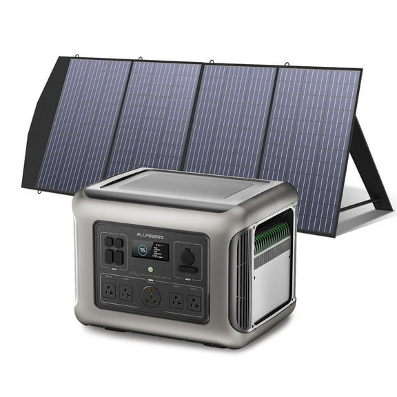 ALLPOWERS R2500 Portable Solar Generator Kit, 200W Foldable Solar Panel with 2500W 2016Wh LiFePO4 Portable Power Station, for Outdoor Camping, Home Backup, RV, Power Outage, [Shipping Separately]