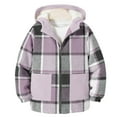 thumbnail image 4 of Kids Sherpa Fleece Lined Hoodie Jacket Boys Girls Zip-Up Hooded Plaid Jackets Fall Winter Coat Outerwear with Pockets, 4 of 5