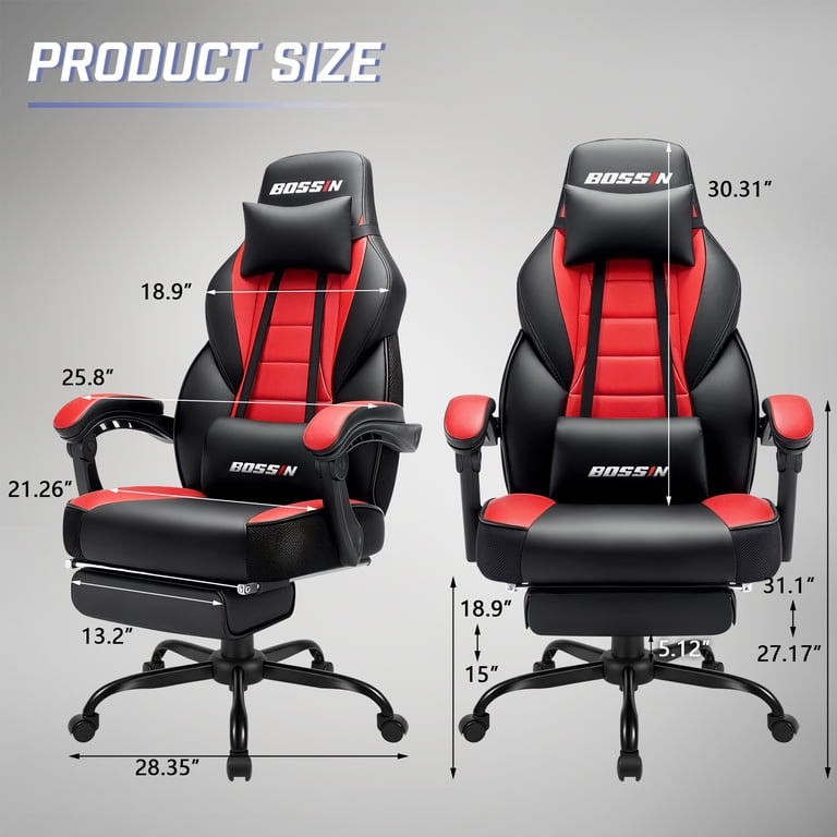 BOSSIN Big and Tall Gaming Chair, Massage, Footrest photo 8