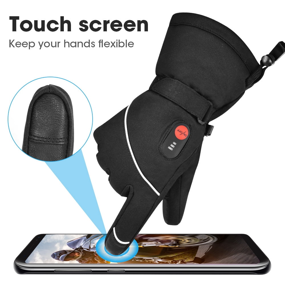 Savior Men and  Women Outdoor Ski Mittens Rechargeable Battery Heated Gloves Black XS-3XL