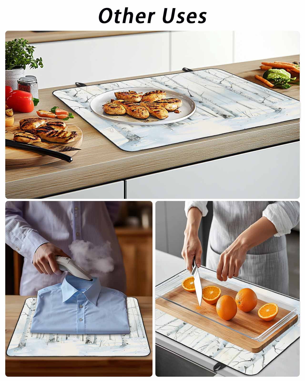 Stove Top Covers for Electric Stove, Christmas Tree Glass Stovetop Cover Protector, White Xmas Snowflake Watercolor Induction Cooktop Protector Oven Mat for Kitchen Countertop 24"x21"