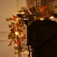 thumbnail image 4 of Valery Madelyn 6Ft Pre-Lit Fall Garland Lighted Harvest Garland with Red Orange White Pumpkin & Pine Cone for Thanksgiving Fireplace Farmhouse Front Door Banisters Porch, 4 of 8