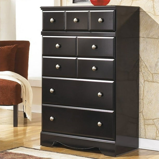 Signature Design By Ashley Shay 5 Drawer Chest In Almost Black