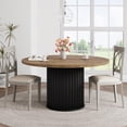 thumbnail image 3 of Ourlova 47Inch Round Dining Table for 4-6 People Retro Dining Room Table with Sturdy Waveform Metal Pedestal Base Industrial Circle Kitchen Table for Dining Room Kitchen, 3 of 6