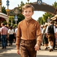 thumbnail image 2 of JAJAHO Boys Plaid Shirts Kids Boy Button Down Shirt Long Sleeve Stand Collar Regular Fit Dress Blouses School Uniform Wear 2-14Y Versatile Tops, 2 of 4