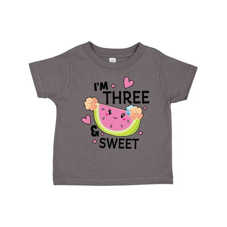 

Inktastic I m Three and Sweet with Cute Watermelon Gift Toddler Toddler Girl T-Shirt