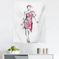 thumbnail image 1 of Fashion Tapestry, Abstract Modern Look Graphic of Hand Drawn Like Female Model Contemporary, Fabric Wall Hanging Decor for Bedroom Living Room Dorm, 5 Sizes, Pink Grey and White, by Ambesonne, 1 of 1