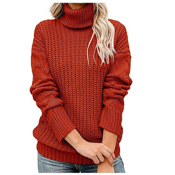 ShomPort Women's Fall Winter Long Sleeve Knit Sweater Turtleneck Oversized Pullover Tops