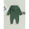 thumbnail image 4 of Bagilaanoe Newborn Baby Girl Boys Fall Hooded Jumpsuits Solid Color Long Sleeve Bodysuit 3M 6M 12M Infant Zip Up One Piece Romper, 4 of 8