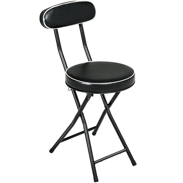 FITUEYES Vintage Folding Stool with Back, Black/Whiteï¼Metal - Walmart.com - Walmart.com