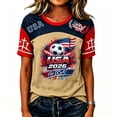 thumbnail image 3 of JULMCOMO Women's Summer Tops 2026 Soccer Cup V Neck Short Sleeve Fan Wear USA Soccer Jersey American Flag Football Graphic Tees 03-Khaki S, 3 of 4